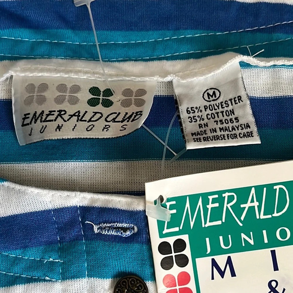 Vintage Emerald Club Juniors shoulder pads striped T-shirt - Picture 11 of 14